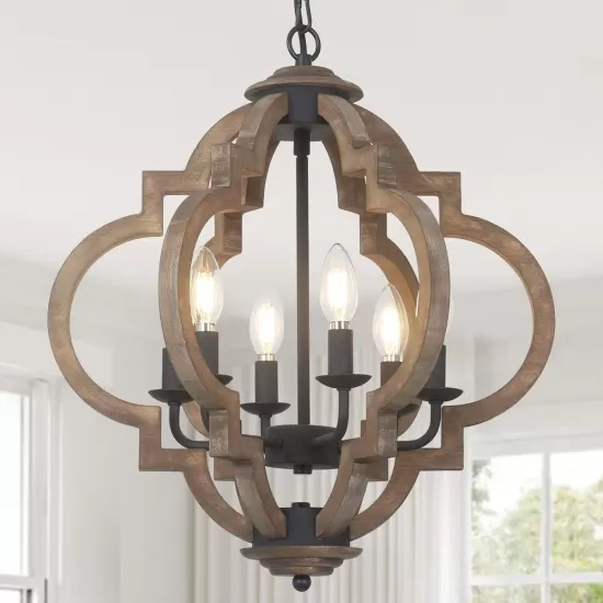 Farmhouse Chandeliers for Dining Room, 6-Light Rustic Dining Room Light Fixture Over Table, Wood Black Hanging Pendant Lights Kitchen Island, Boho Chandelier for Bedrooms Entryway Living Room Farmhouse Chandeliers for Dining Room, 6-Light Rustic Dining Room Light Fixture Over Table, Wood Black Hanging Pendant Lights Kitchen Island, Boho Chandelier for Bedrooms Entryway Living Room