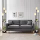 Floor Lamp with Shelves, Modern Floor Lamps for Living Room, 3-Lights Standing Lamp with Linen Shade and Foot Switch, Industrial Standing Lamps for Bedroom, Black Tall Table Lamp for Office