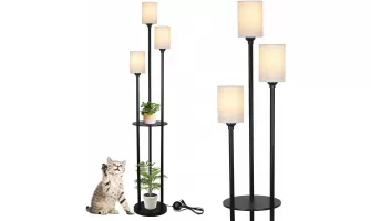 Modern Industrial Floor Lamp with Shelves for Stylish Living Spaces