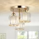 Modern Semi Flush Mount Ceiling Light,3-Light Crystal Close to Ceiling Light Fixtures,Golden Kitchen Light Fixtures with Clear Crystal Shade,Hallway Light Fixtures for Hallway Bedroom Bathroom Modern Semi Flush Mount Ceiling Light,3-Light Crystal Close to Ceiling Light Fixtures,Golden Kitchen Light Fixtures with Clear Crystal Shade,Hallway Light Fixtures for Hallway Bedroom Bathroom