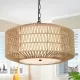 Farmhouse Chandelier Light Fixture,4-Light Rattan Boho Chandeliers for Dining Room with Fabric Shade,Hand Woven Large Rattan Dining Room Light Fixture for Kitchen Bedroom Island Hallway Farmhouse Chandelier Light Fixture,4-Light Rattan Boho Chandeliers for Dining Room with Fabric Shade,Hand Woven Large Rattan Dining Room Light Fixture for Kitchen Bedroom Island Hallway