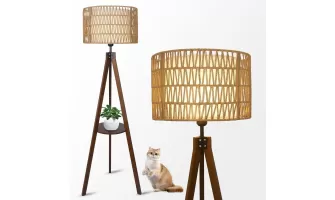Boho Tripod Floor Lamp with Shelves: A Stylish and Functional Addition to Your Modern Farmhouse Decor