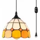 Tiffany Hanging Pendant Light - Dimmable Mini Plug in Light Fixture, Perfect Vintage Swag Ceiling Lamp for Dining Room, Bedroom or Porch,16.4 Ft Hanging Cord, 7.9 Inch Width Tiffany Hanging Pendant Light - Dimmable Mini Plug in Light Fixture, Perfect Vintage Swag Ceiling Lamp for Dining Room, Bedroom or Porch,16.4 Ft Hanging Cord, 7.9 Inch Width
