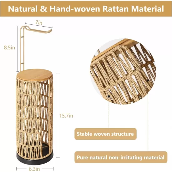 Freestanding Toilet Paper Holder with Storage,3 Rolls of Tissue Holder for Bathroom,Handmade Woven Toilet Paper Roll Holder Stand,Rattan Sturdy Boho Bathroom Decor Farmhouse Toilet Paper Storage Freestanding Toilet Paper Holder with Storage,3 Rolls of Tissue Holder for Bathroom,Handmade Woven Toilet Paper Roll Holder Stand,Rattan Sturdy Boho Bathroom Decor Farmhouse Toilet Paper Storage
