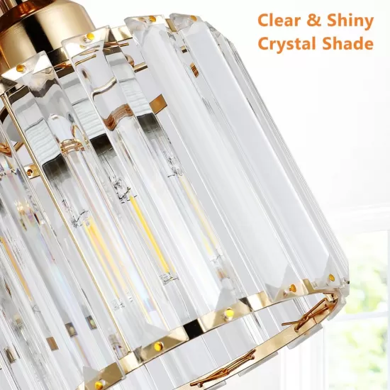 Modern Semi Flush Mount Ceiling Light,3-Light Crystal Close to Ceiling Light Fixtures,Golden Kitchen Light Fixtures with Clear Crystal Shade,Hallway Light Fixtures for Hallway Bedroom Bathroom Modern Semi Flush Mount Ceiling Light,3-Light Crystal Close to Ceiling Light Fixtures,Golden Kitchen Light Fixtures with Clear Crystal Shade,Hallway Light Fixtures for Hallway Bedroom Bathroom