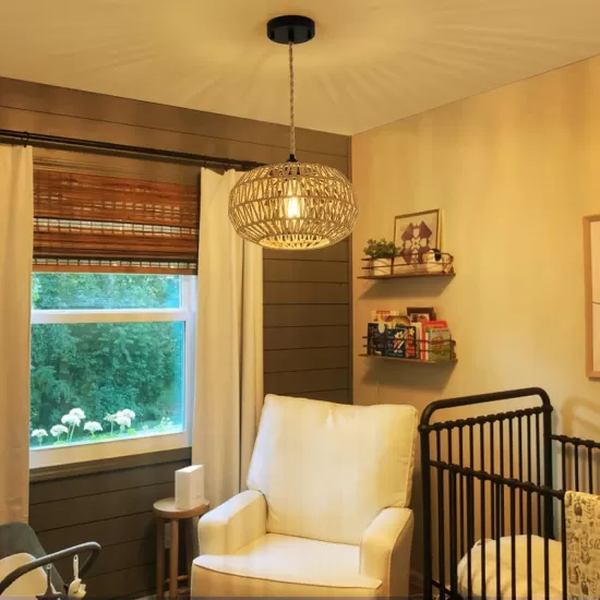 Farmhouse LED Rattan Pendant Lights, Boho Chandelier Light Fixture, Rustic Wicker Hand Woven Rope Cage Basket Pendant Hanging for Dining Room Living Room Kitchen Bedroom Nursery Foyer Hallway Entryway Farmhouse LED Rattan Pendant Lights, Boho Chandelier Light Fixture, Rustic Wicker Hand Woven Rope Cage Basket Pendant Hanging for Dining Room Living Room Kitchen Bedroom Nursery Foyer Hallway Entryway