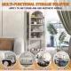 Metal Glass Door Display Storage Cabinet - 5-Tier Cube Bookshelf Storage Cabinet with 3 Adjustable Shelves For kitchen, dining room, living room, bathroom, home office,White Metal Glass Door Display Storage Cabinet - 5-Tier Cube Bookshelf Storage Cabinet with 3 Adjustable Shelves For kitchen, dining room, living room, bathroom, home office,White