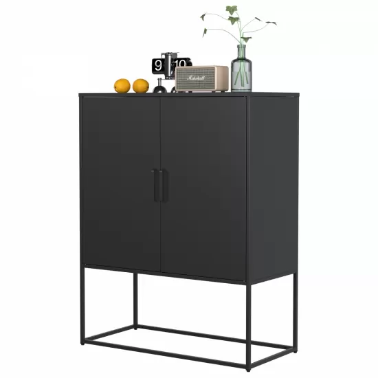 Heavy Duty Metal Buffet Sideboard Modern Steel Storage Cabinet with 2 Shelves, Free Standing Accent Cabinet with Magnetic Doors for Bedroom, Kitchen, and Home Office, Anti-Tip Design Easy Assemble Heavy Duty Metal Buffet Sideboard Modern Steel Storage Cabinet with 2 Shelves, Free Standing Accent Cabinet with Magnetic Doors for Bedroom, Kitchen, and Home Office, Anti-Tip Design Easy Assemble