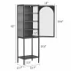 Metal Glass Door Display Storage Cabinet - 5-Tier Cube Bookshelf Storage Cabinet with 3 Adjustable Shelves For kitchen, dining room, living room, bathroom, home office,Black Metal Glass Door Display Storage Cabinet - 5-Tier Cube Bookshelf Storage Cabinet with 3 Adjustable Shelves For kitchen, dining room, living room, bathroom, home office,Black