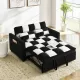 modern velvet loveseat sofa couch pull out bed,3 in one convertible for living room sofa bed,black white modern velvet loveseat sofa couch pull out bed,3 in one convertible for living room sofa bed,black white