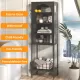 Metal Glass Door Display Storage Cabinet - 5-Tier Cube Bookshelf Storage Cabinet with 3 Adjustable Shelves For kitchen, dining room, living room, bathroom, home office,Black Metal Glass Door Display Storage Cabinet - 5-Tier Cube Bookshelf Storage Cabinet with 3 Adjustable Shelves For kitchen, dining room, living room, bathroom, home office,Black