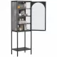 Metal Glass Door Display Storage Cabinet - 5-Tier Cube Bookshelf Storage Cabinet with 3 Adjustable Shelves For kitchen, dining room, living room, bathroom, home office,Black Metal Glass Door Display Storage Cabinet - 5-Tier Cube Bookshelf Storage Cabinet with 3 Adjustable Shelves For kitchen, dining room, living room, bathroom, home office,Black