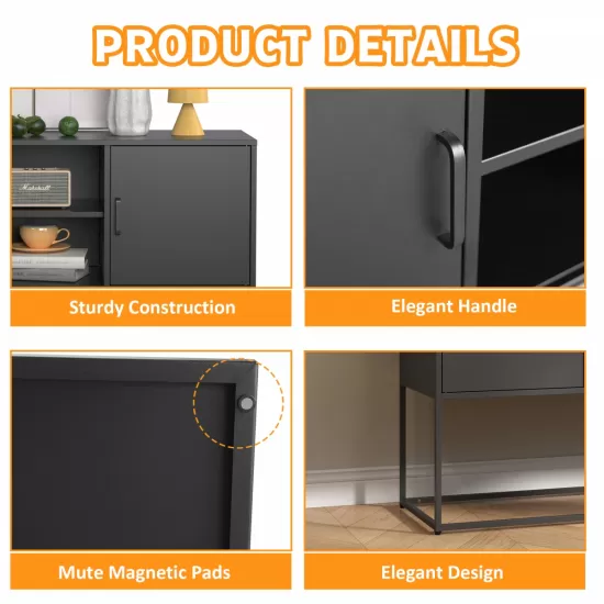 Modern Sideboard Buffet with Plenty of Storage Space - Anti-tilt mechanism, Elegant handles, Silent magnetic closure and Eco-friendly finish for kitchen, dining room and living room. Modern Sideboard Buffet with Plenty of Storage Space - Anti-tilt mechanism, Elegant handles, Silent magnetic closure and Eco-friendly finish for kitchen, dining room and living room.