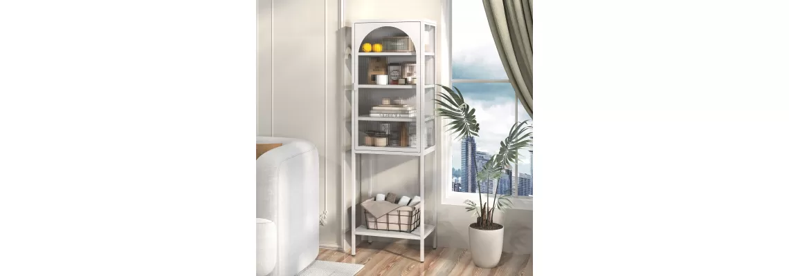 5-Tier White Metal Glass Door Display Storage Cabinet for Modern Home Spaces
5-Tier White Metal Glass Door Display Storage Cabinet for Modern Home Spaces