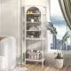 Metal Glass Door Display Storage Cabinet - 5-Tier Cube Bookshelf Storage Cabinet with 3 Adjustable Shelves For kitchen, dining room, living room, bathroom, home office,White Metal Glass Door Display Storage Cabinet - 5-Tier Cube Bookshelf Storage Cabinet with 3 Adjustable Shelves For kitchen, dining room, living room, bathroom, home office,White
