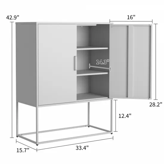 Heavy Duty Metal Buffet Sideboard Modern Steel Storage Cabinet with 2 Shelves, Free Standing Accent Cabinet with Magnetic Doors for Bedroom, Kitchen, and Home Office, Anti-Tip Design Easy Assemble Heavy Duty Metal Buffet Sideboard Modern Steel Storage Cabinet with 2 Shelves, Free Standing Accent Cabinet with Magnetic Doors for Bedroom, Kitchen, and Home Office, Anti-Tip Design Easy Assemble