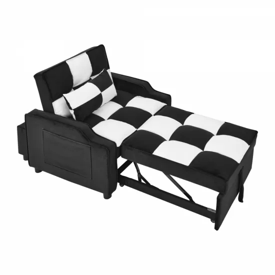 modern velvet armchair sofa couch pull out bed,3 in one convertible for living room sofa bed,black white modern velvet armchair sofa couch pull out bed,3 in one convertible for living room sofa bed,black white
