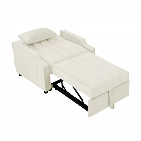 modern velvet armchair sofa couch pull out bed,3 in one convertible for living room sofa bed,beige modern velvet armchair sofa couch pull out bed,3 in one convertible for living room sofa bed,beige