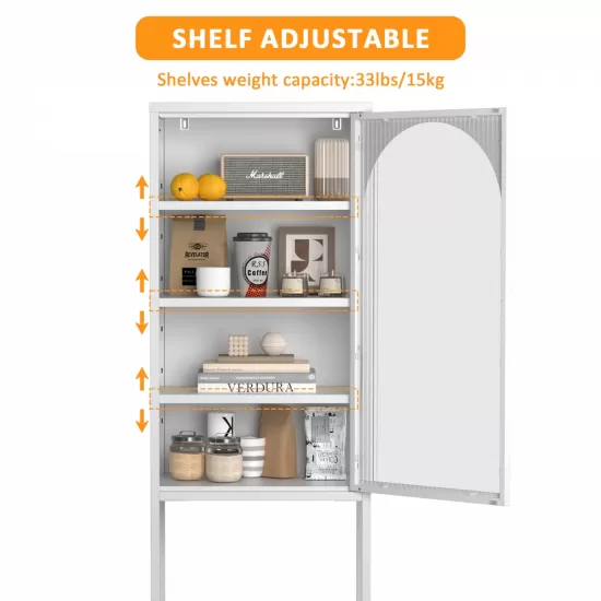 Metal Glass Door Display Storage Cabinet - 5-Tier Cube Bookshelf Storage Cabinet with 3 Adjustable Shelves For kitchen, dining room, living room, bathroom, home office,White Metal Glass Door Display Storage Cabinet - 5-Tier Cube Bookshelf Storage Cabinet with 3 Adjustable Shelves For kitchen, dining room, living room, bathroom, home office,White