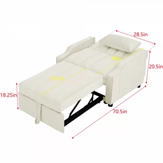 modern velvet armchair sofa couch pull out bed,3 in one convertible for living room sofa bed,beige modern velvet armchair sofa couch pull out bed,3 in one convertible for living room sofa bed,beige