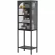 Metal Glass Door Display Storage Cabinet - 5-Tier Cube Bookshelf Storage Cabinet with 3 Adjustable Shelves For kitchen, dining room, living room, bathroom, home office,Black Metal Glass Door Display Storage Cabinet - 5-Tier Cube Bookshelf Storage Cabinet with 3 Adjustable Shelves For kitchen, dining room, living room, bathroom, home office,Black