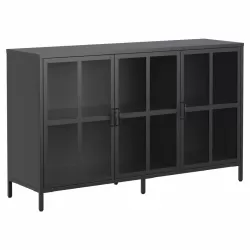 Heavy Duty Metal Modern Sideboard Buffet Cabinet with Storage Premium Steel Storage Cabinet ,Adjustable Feet,Glass Doors,Large Capacity Organizer For Living Room,Bed Room,Dining Room