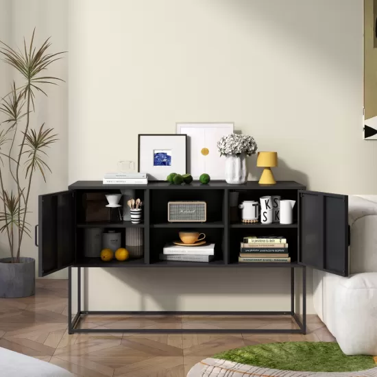 Modern Sideboard Buffet with Plenty of Storage Space - Anti-tilt mechanism, Elegant handles, Silent magnetic closure and Eco-friendly finish for kitchen, dining room and living room. Modern Sideboard Buffet with Plenty of Storage Space - Anti-tilt mechanism, Elegant handles, Silent magnetic closure and Eco-friendly finish for kitchen, dining room and living room.