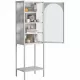 Metal Glass Door Display Storage Cabinet - 5-Tier Cube Bookshelf Storage Cabinet with 3 Adjustable Shelves For kitchen, dining room, living room, bathroom, home office,White Metal Glass Door Display Storage Cabinet - 5-Tier Cube Bookshelf Storage Cabinet with 3 Adjustable Shelves For kitchen, dining room, living room, bathroom, home office,White