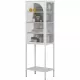 Metal Glass Door Display Storage Cabinet - 5-Tier Cube Bookshelf Storage Cabinet with 3 Adjustable Shelves For kitchen, dining room, living room, bathroom, home office,White Metal Glass Door Display Storage Cabinet - 5-Tier Cube Bookshelf Storage Cabinet with 3 Adjustable Shelves For kitchen, dining room, living room, bathroom, home office,White