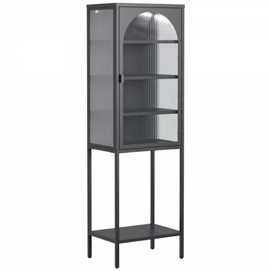 Metal Glass Door Display Storage Cabinet - 5-Tier Cube Bookshelf Storage Cabinet with 3 Adjustable Shelves For kitchen, dining room, living room, bathroom, home office,Black Metal Glass Door Display Storage Cabinet - 5-Tier Cube Bookshelf Storage Cabinet with 3 Adjustable Shelves For kitchen, dining room, living room, bathroom, home office,Black