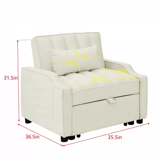 modern velvet armchair sofa couch pull out bed,3 in one convertible for living room sofa bed,beige modern velvet armchair sofa couch pull out bed,3 in one convertible for living room sofa bed,beige