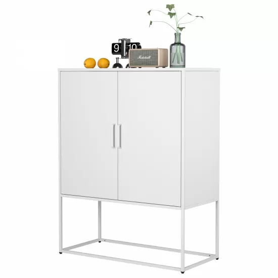Heavy Duty Metal Buffet Sideboard Modern Steel Storage Cabinet with 2 Shelves, Free Standing Accent Cabinet with Magnetic Doors for Bedroom, Kitchen, and Home Office, Anti-Tip Design Easy Assemble Heavy Duty Metal Buffet Sideboard Modern Steel Storage Cabinet with 2 Shelves, Free Standing Accent Cabinet with Magnetic Doors for Bedroom, Kitchen, and Home Office, Anti-Tip Design Easy Assemble
