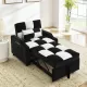 modern velvet armchair sofa couch pull out bed,3 in one convertible for living room sofa bed,black white modern velvet armchair sofa couch pull out bed,3 in one convertible for living room sofa bed,black white