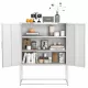 Heavy Duty Metal Buffet Sideboard Modern Steel Storage Cabinet with 2 Shelves, Free Standing Accent Cabinet with Magnetic Doors for Bedroom, Kitchen, and Home Office, Anti-Tip Design Easy Assemble Heavy Duty Metal Buffet Sideboard Modern Steel Storage Cabinet with 2 Shelves, Free Standing Accent Cabinet with Magnetic Doors for Bedroom, Kitchen, and Home Office, Anti-Tip Design Easy Assemble