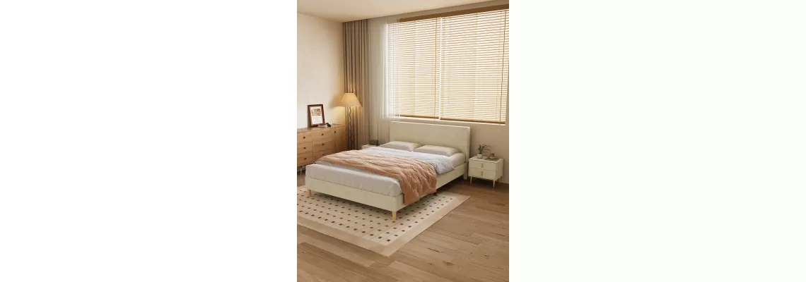 The Perfect Queen Size Bed: Light Gray Cotton Linen Fabric with Simple Style and Stable Structure The Perfect Queen Size Bed: Light Gray Cotton Linen Fabric with Simple Style and Stable Structure