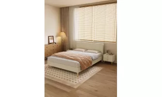 The Perfect Queen Size Bed: Light Gray Cotton Linen Fabric with Simple Style and Stable Structure