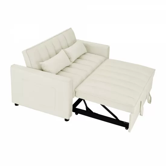 modern velvet loveseat sofa couch pull out bed,3 in one convertible for living room sofa bed,beige modern velvet loveseat sofa couch pull out bed,3 in one convertible for living room sofa bed,beige