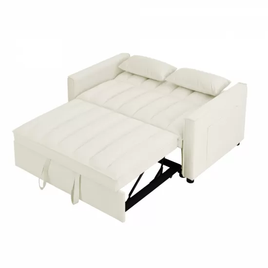 modern velvet loveseat sofa couch pull out bed,3 in one convertible for living room sofa bed,beige modern velvet loveseat sofa couch pull out bed,3 in one convertible for living room sofa bed,beige
