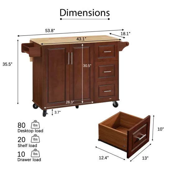 Kitchen Island with Drop Leaf Countertop, Rolling Kitchen Island Cart , Barn Door Kitchen Island Table with Storage Cabinet and Tower Rack, Island Table On Wheels for Kitchen, Retro Brown Kitchen Island with Drop Leaf Countertop, Rolling Kitchen Island Cart , Barn Door Kitchen Island Table with Storage Cabinet and Tower Rack, Island Table On Wheels for Kitchen, Retro Brown