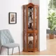 Curio Cabinet Lighted Glass Display Curio Cabinet w/Tempered Glass Doors and Shelves, Crown Corner Cabinet with Bulb, Corner Storage Decoration for Living room and Bedroom OAK Curio Cabinet Lighted Glass Display Curio Cabinet w/Tempered Glass Doors and Shelves, Crown Corner Cabinet with Bulb, Corner Storage Decoration for Living room and Bedroom OAK