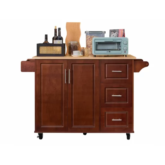 Kitchen Island with Drop Leaf Countertop, Rolling Kitchen Island Cart , Barn Door Kitchen Island Table with Storage Cabinet and Tower Rack, Island Table On Wheels for Kitchen, Retro Brown Kitchen Island with Drop Leaf Countertop, Rolling Kitchen Island Cart , Barn Door Kitchen Island Table with Storage Cabinet and Tower Rack, Island Table On Wheels for Kitchen, Retro Brown