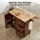 Kitchen Island with Drop Leaf Countertop, Rolling Kitchen Island Cart , Barn Door Kitchen Island Table with Storage Cabinet and Tower Rack, Island Table On Wheels for Kitchen, Retro Brown Kitchen Island with Drop Leaf Countertop, Rolling Kitchen Island Cart , Barn Door Kitchen Island Table with Storage Cabinet and Tower Rack, Island Table On Wheels for Kitchen, Retro Brown