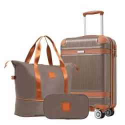 Hardshell Luggage Sets 3 Piece Carry-on Suitcase Double Spinner Wheels with TSA Lock for Men Women, Coppery (20in) Hardshell Luggage Sets 3 Piece Carry-on Suitcase Double Spinner Wheels with TSA Lock for Men Women, Coppery (20in)