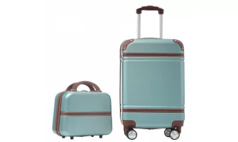 Vintage Green 20 Hardside Luggage Set with Cosmetic Case & Spinner Wheels - Only $79.37
