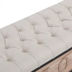 Wooden JOY Storage Bench for Bedroom End of Bed Upholstered Benches 48'' Rectangular Ottoman for Living Room, Entryway (Beige) Wooden JOY Storage Bench for Bedroom End of Bed Upholstered Benches 48'' Rectangular Ottoman for Living Room, Entryway (Beige)