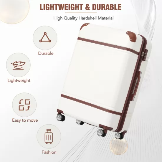 Hardshell Luggage with TSA lock , 28 Inch Expandable Lightweight Suitcase with Spinner Wheels, Single Vintage Luggage,White Hardshell Luggage with TSA lock , 28 Inch Expandable Lightweight Suitcase with Spinner Wheels, Single Vintage Luggage,White