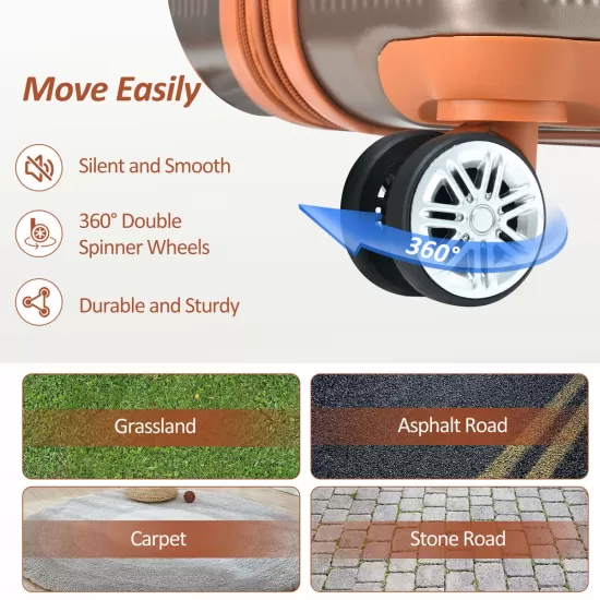 Hardshell Luggage Sets 3 Piece Carry-on Suitcase Double Spinner Wheels with TSA Lock for Men Women, Coppery (20in) Hardshell Luggage Sets 3 Piece Carry-on Suitcase Double Spinner Wheels with TSA Lock for Men Women, Coppery (20in)