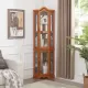 Curio Cabinet Lighted Glass Display Curio Cabinet w/Tempered Glass Doors and Shelves, Crown Corner Cabinet with Bulb, Corner Storage Decoration for Living room and Bedroom OAK Curio Cabinet Lighted Glass Display Curio Cabinet w/Tempered Glass Doors and Shelves, Crown Corner Cabinet with Bulb, Corner Storage Decoration for Living room and Bedroom OAK