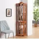 Curio Cabinet Lighted Glass Display Curio Cabinet w/Tempered Glass Doors and Shelves, Crown Corner Cabinet with Bulb, Corner Storage Decoration for Living room and Bedroom OAK Curio Cabinet Lighted Glass Display Curio Cabinet w/Tempered Glass Doors and Shelves, Crown Corner Cabinet with Bulb, Corner Storage Decoration for Living room and Bedroom OAK
