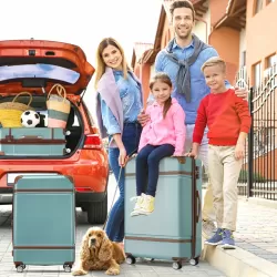 Hardshell Luggage Sets 3 Pieces 20 Inch+28 Inch Luggages and Cosmetic Case Spinner Suitcase with TSA Lock  Lightweight,Green Hardshell Luggage Sets 3 Pieces 20 Inch+28 Inch Luggages and Cosmetic Case Spinner Suitcase with TSA Lock  Lightweight,Green